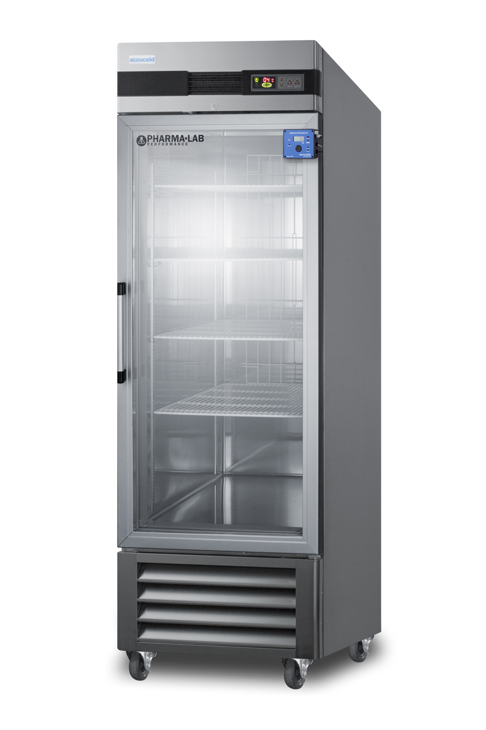 Remote alarm contacts for aftermarket use on most refrigeration equipment with a display of the current and high/low temperature and audible/visual temperature alarm